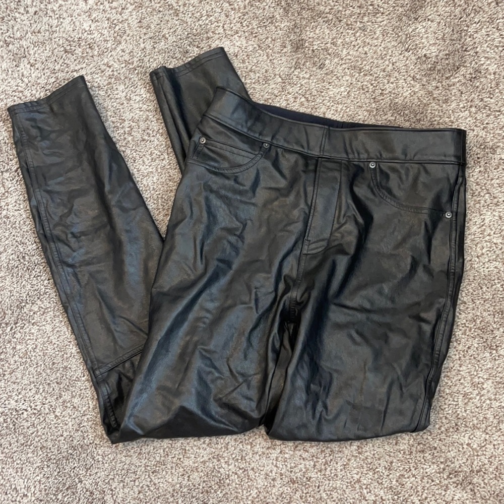 Spanx faux leather leggings with pockets